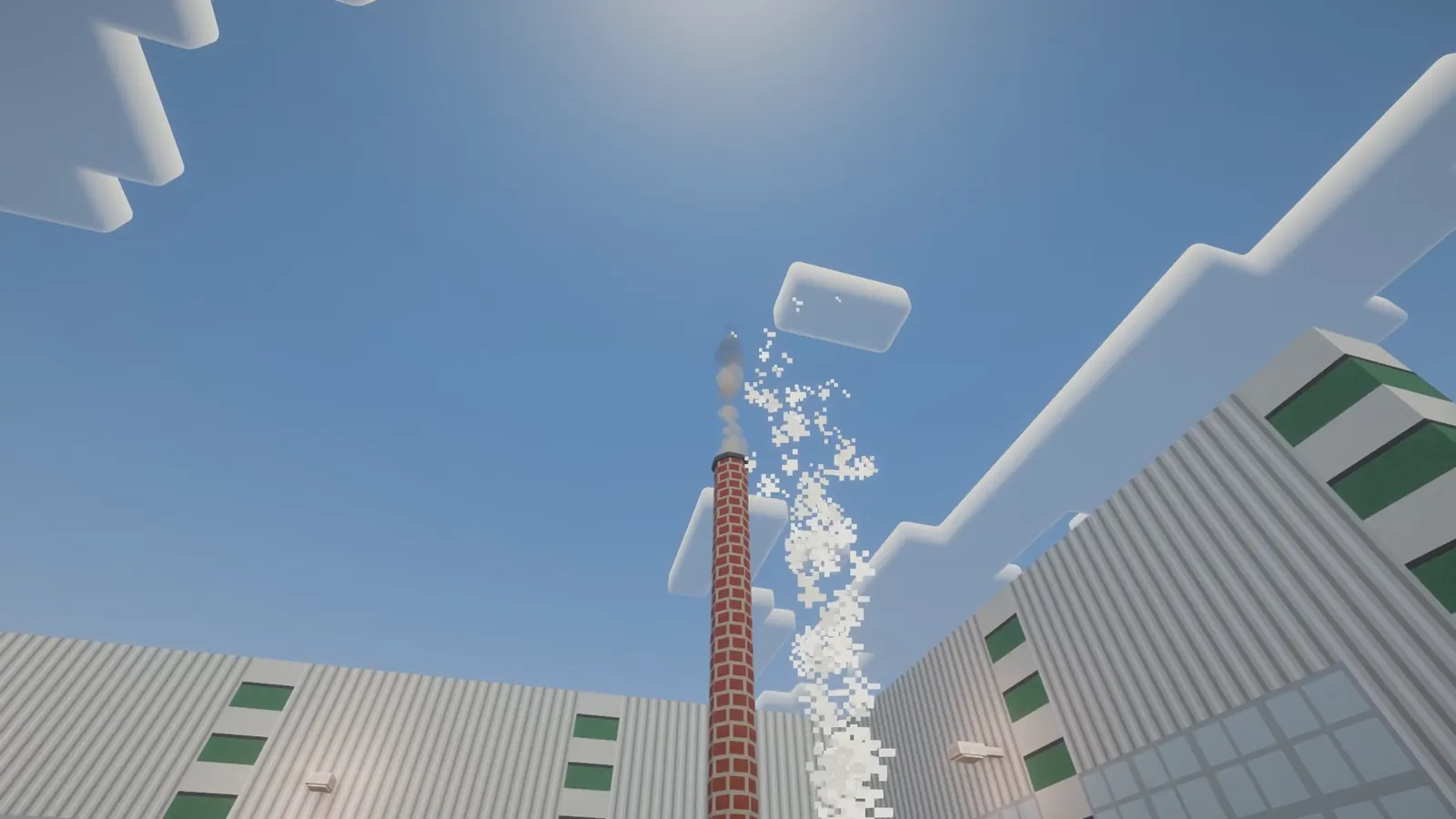 Brick chimney with light smoke